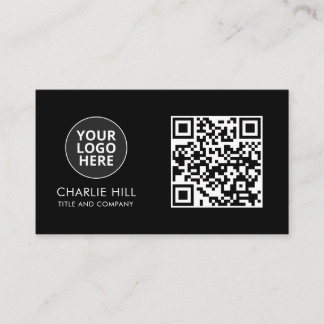 QR Code Business Card Logo Schwarz Modern Minimali Visitenkarte
