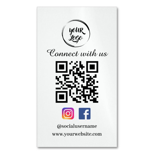 QR Code Business Card Magnet Social Media (Vorderseite Vertikal)