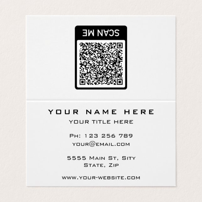 QR Code Business Card mit Ihren Farben und Ihrem S Visitenkarten (Außenseite Aufgefaltet)