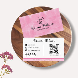 QR Code Business Card Rosa Modern Einfach Visitenkarte