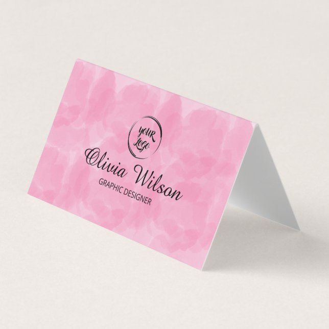 QR Code Business Card Rosa Modern Einfach Visitenkarten (Vorderseite)