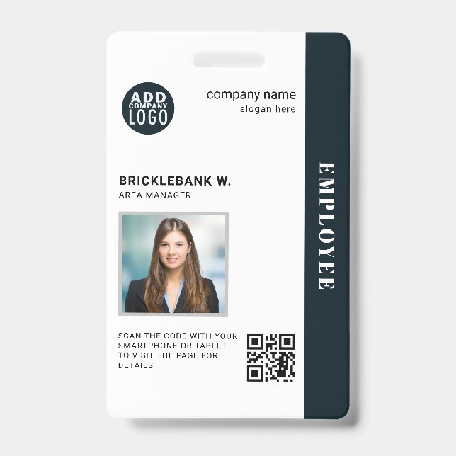 QR Code Business Employee Corporate Foto ID Ausweis (Vorderseite)