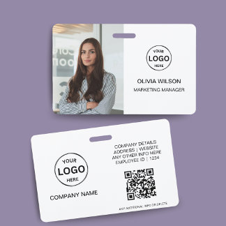 Qr Code Business ID Card Moderner Foto Mitarbeiter Ausweis