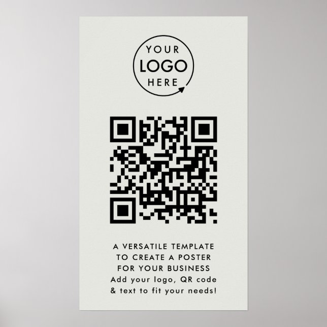 QR-Code | Business-Logo Beruflich Einfach grau Poster (Vorne)