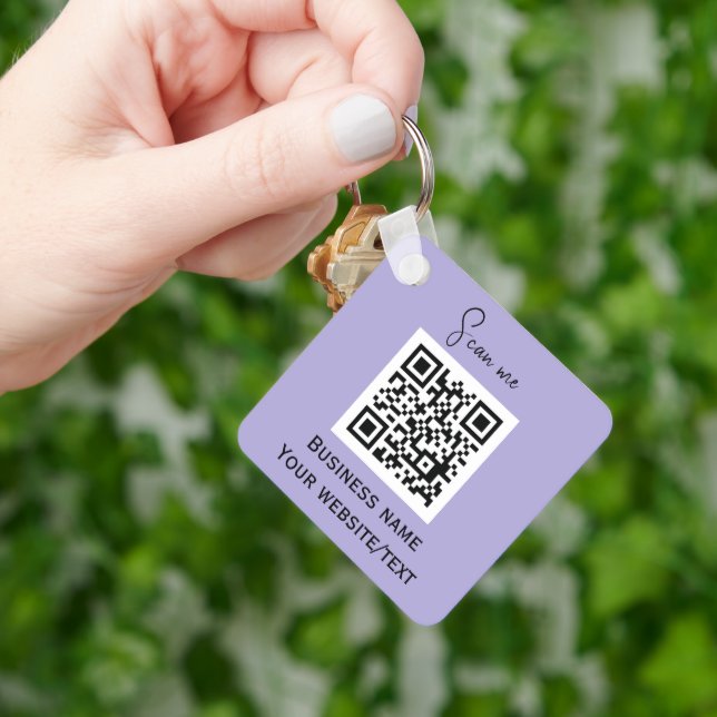 QR Code Business Logo Beruflich Lavendel Lila Schlüsselanhänger (Hand)