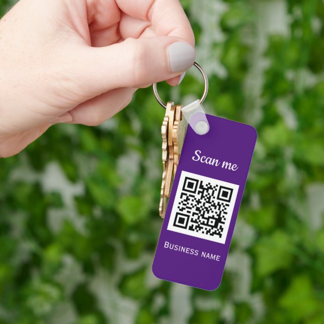 QR-Code-Business-Logo Beruflich Lila Schlüsselanhänger (Hand)