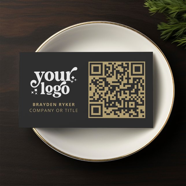 QR-Code-Business-Logo Beruflich Modernes Gold Visitenkarte (Von Creator hochgeladen)