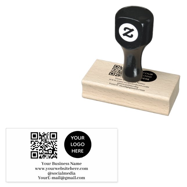 QR Code Business-Logo Beruflich Modernes Schwarz Gummistempel (Stempel)