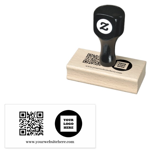 QR Code Business-Logo Beruflich Modernes Schwarz Gummistempel (Stempel)