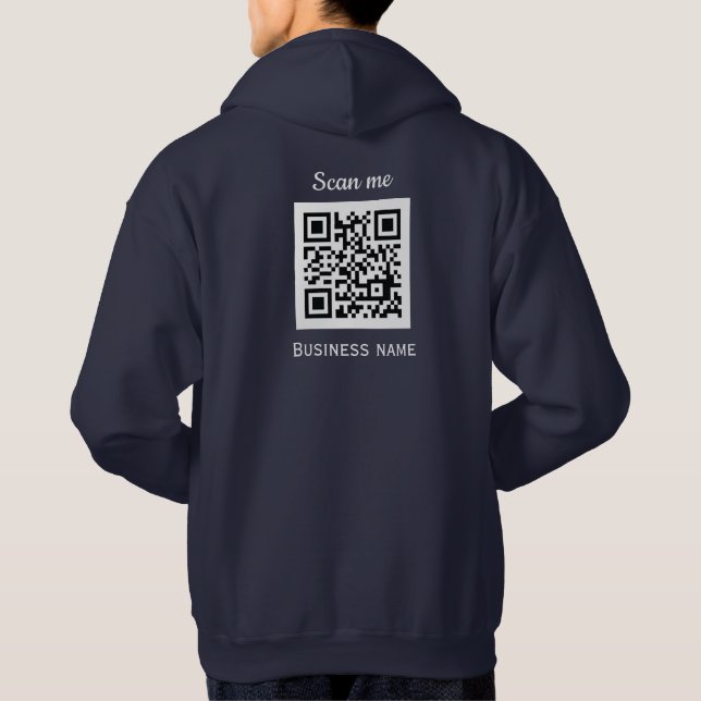 QR-Code-Business-Logo Beruflich Navy Blue Hoodie (Rückseite)