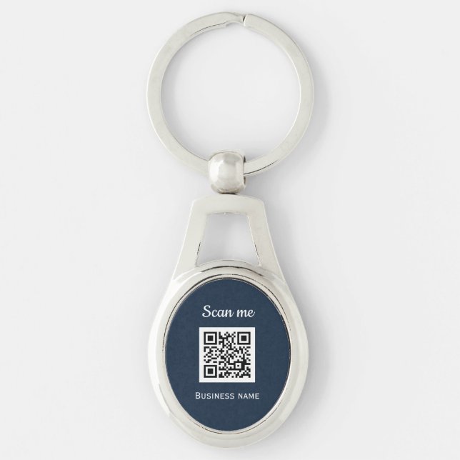 QR-Code-Business-Logo Beruflich Navy Blue Schlüsselanhänger (Vorderseite)