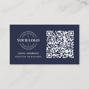 QR-Code-Business-Logo Beruflich Navy Blue Visitenkarte