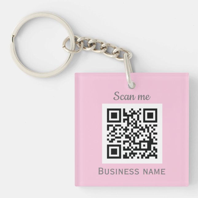 QR-Code-Business-Logo Beruflich Pink Girl Schlüsselanhänger (Vorderseite)
