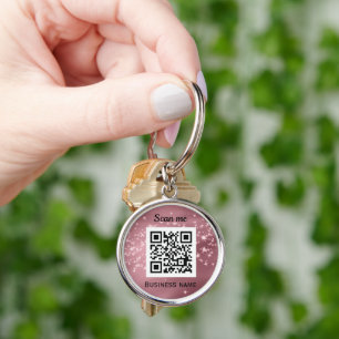 QR-Code-Business-Logo Beruflich Pink Girl Schlüsselanhänger
