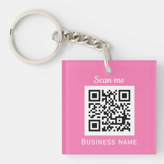 QR-Code-Business-Logo Beruflich Pink Girl Schlüsselanhänger (Vorderseite)