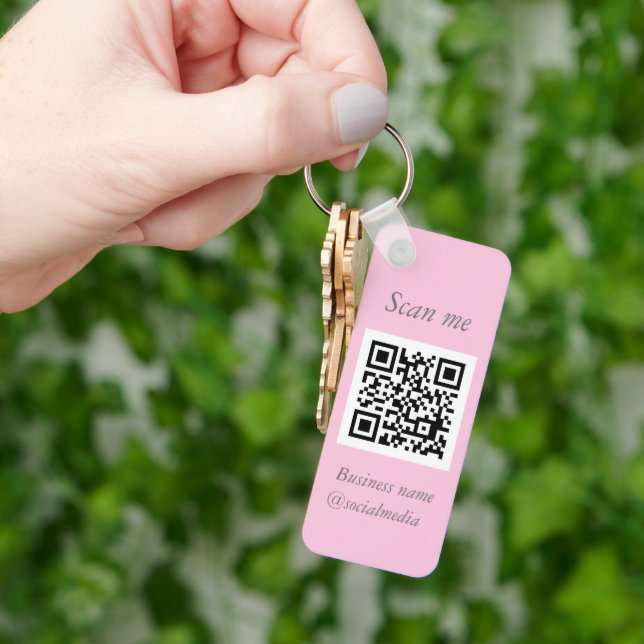 QR-Code-Business-Logo Beruflich Pink Girl Schlüsselanhänger (Hand)