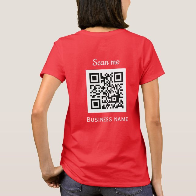 QR-Code-Business-Logo Beruflich Red Modern T-Shirt (Rückseite)