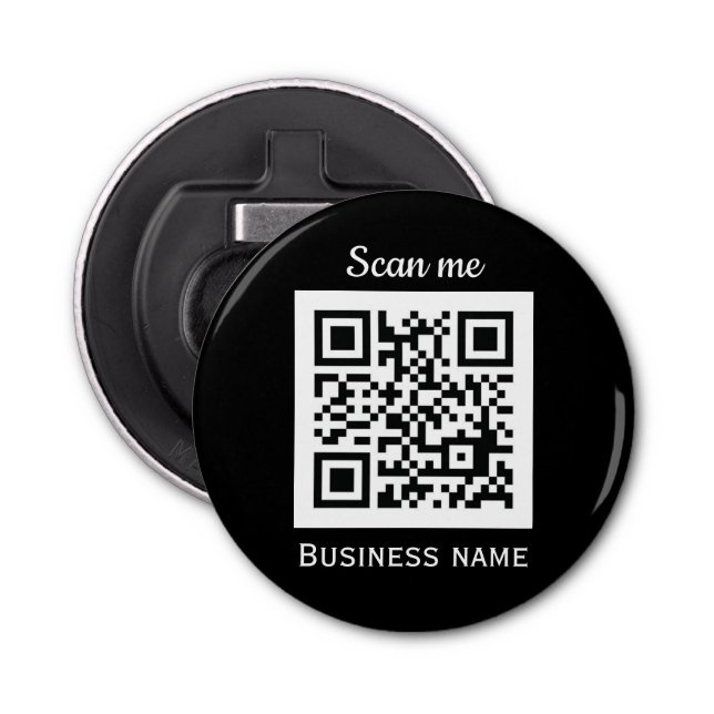 QR-Code-Business-Logo Beruflich Schwarz Flaschenöffner (Vorderseite)