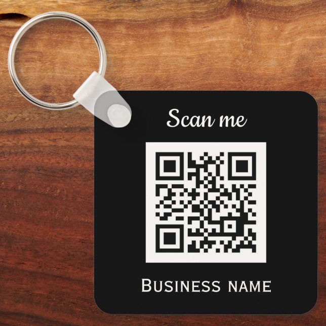 QR-Code-Business-Logo Beruflich Schwarz Schlüsselanhänger (Vorderseite)