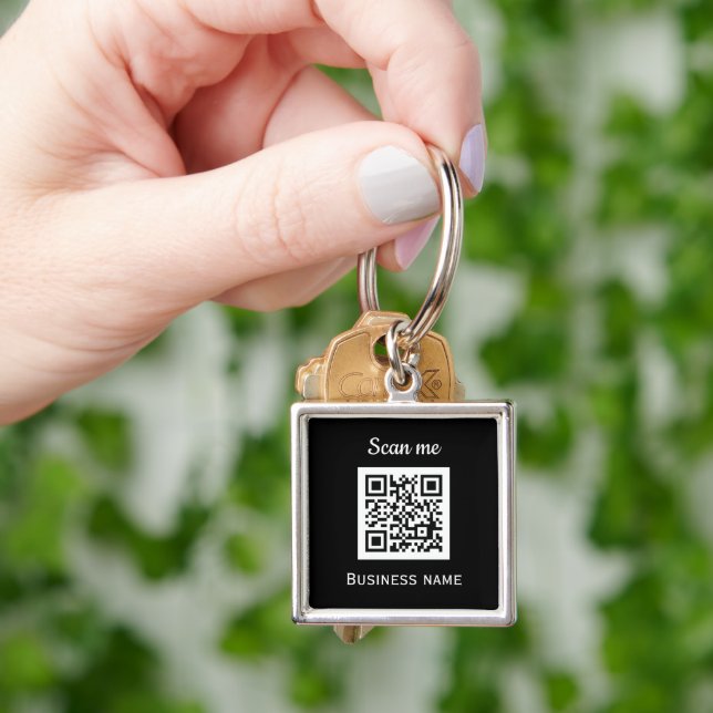 QR-Code-Business-Logo Beruflich Schwarz Schlüsselanhänger (Hand)