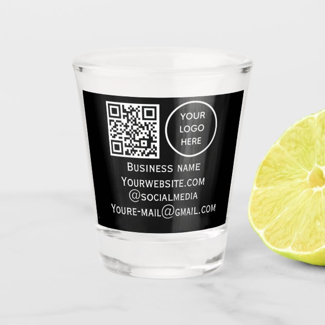 QR-Code-Business-Logo Beruflich Schwarz Schnapsglas (Vorderseite)