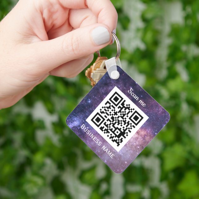 QR Code Business Logo Beruflich Space Galaxy Schlüsselanhänger (Hand)