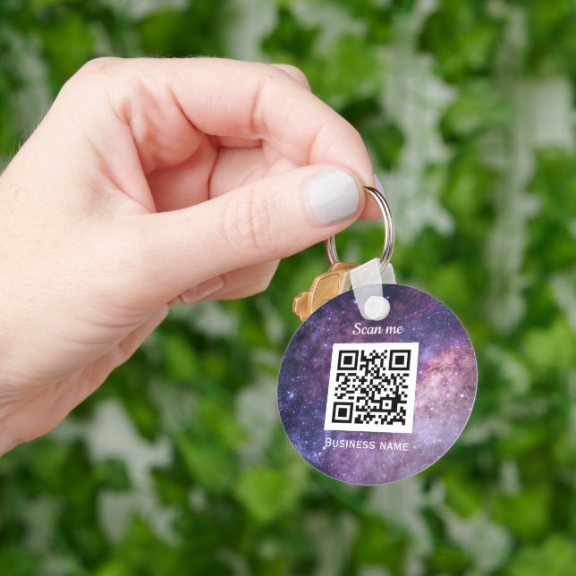 QR Code Business Logo Beruflich Space Galaxy Schlüsselanhänger (Hand)