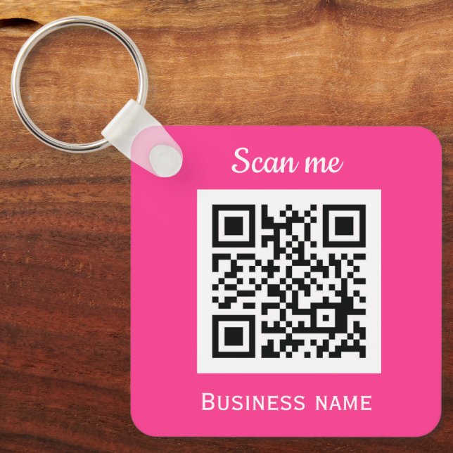 QR-Code-Business-Logo Berufliche Hot-Pink-Girl Schlüsselanhänger (Vorderseite)