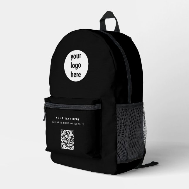 QR Code Business Logo Black Minimalist Business Bedruckter Rucksack (Rückseitige Ecke Rechts)