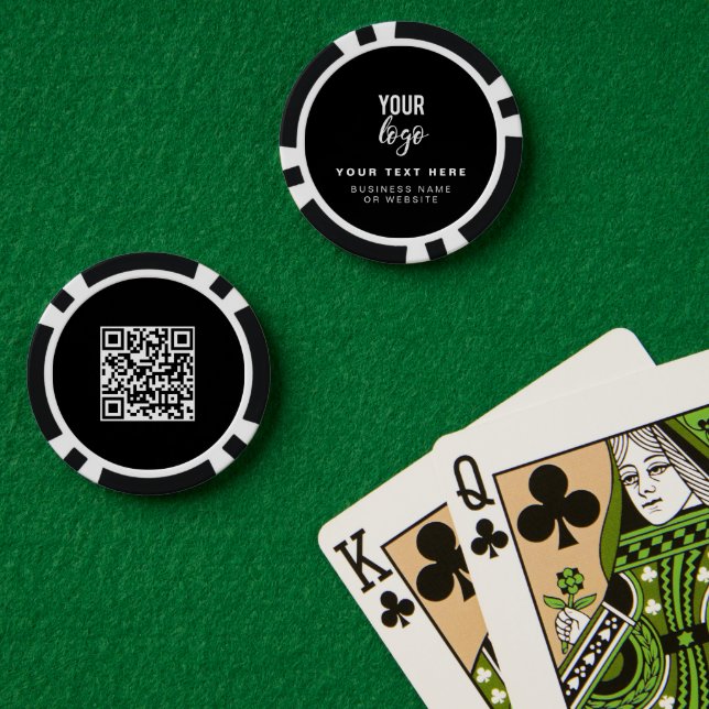 QR Code Business Logo Black Minimalist Business Pokerchips (Pokertisch (doppelt))