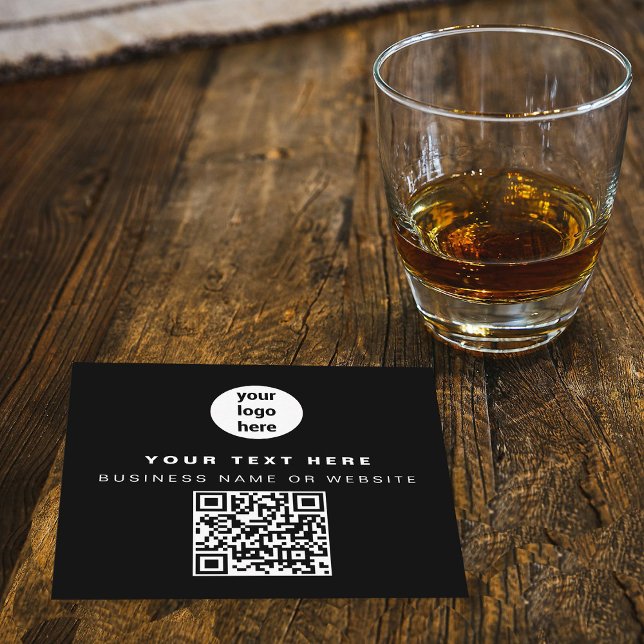 QR Code Business Logo Black Minimalist Business Quadratische Visitenkarte (QR Code Business Logo Black Minimalist Business Square Business Card)