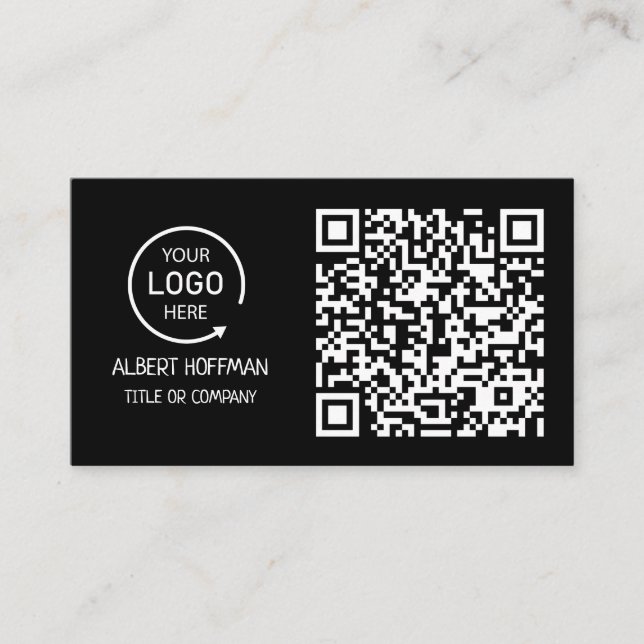 QR-Code-Business-Logo | Black Modern Beruflich Telefonnummerkarte (Vorderseite)