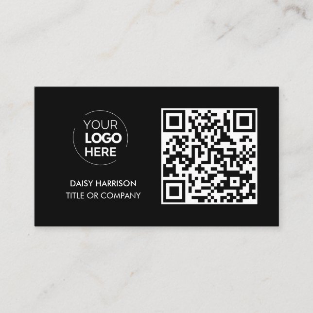 QR-Code-Business-Logo | Black Modern Beruflich Visitenkarte (Vorderseite)