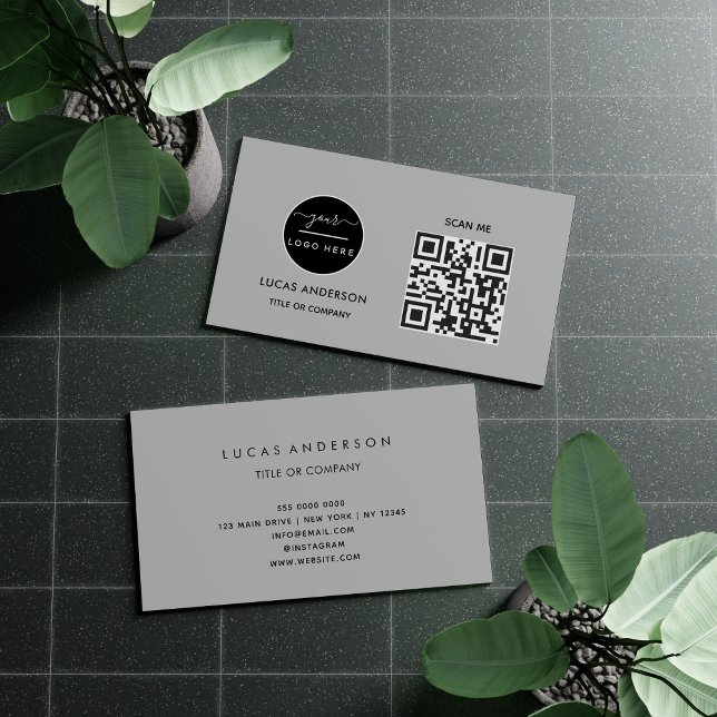 QR-Code-Business-Logo | Black Modern Beruflich Visitenkarte (Von Creator hochgeladen)