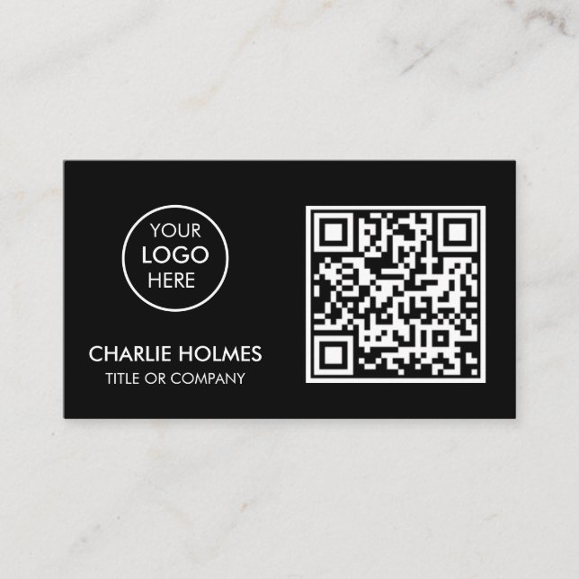 QR-Code-Business-Logo | Black Modern Beruflich Visitenkarte (Vorderseite)