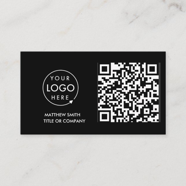 QR-Code-Business-Logo | Black Modern Beruflich Visitenkarte (Vorderseite)