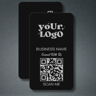 QR-Code-Business-Logo Black Silver Modern Visitenkarte