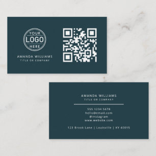 QR-Code-Business-Logo Blue Modern Beruflich Visitenkarte