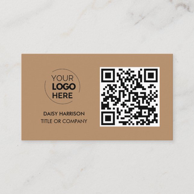 QR-Code-Business-Logo | Brown Modern Beruflich Visitenkarte (Vorderseite)