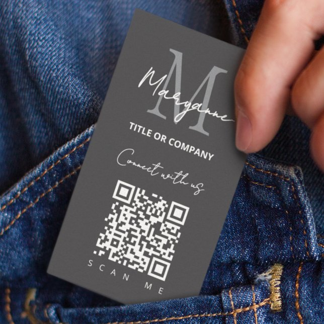 QR Code Business-Logo Dunkelgrau, modern Visitenkarte (Von Creator hochgeladen)