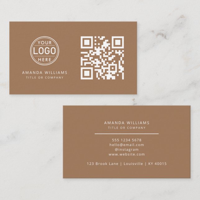 QR-Code-Business-Logo |Kaffee Modern Beruflich Visitenkarte (Vorne/Hinten)