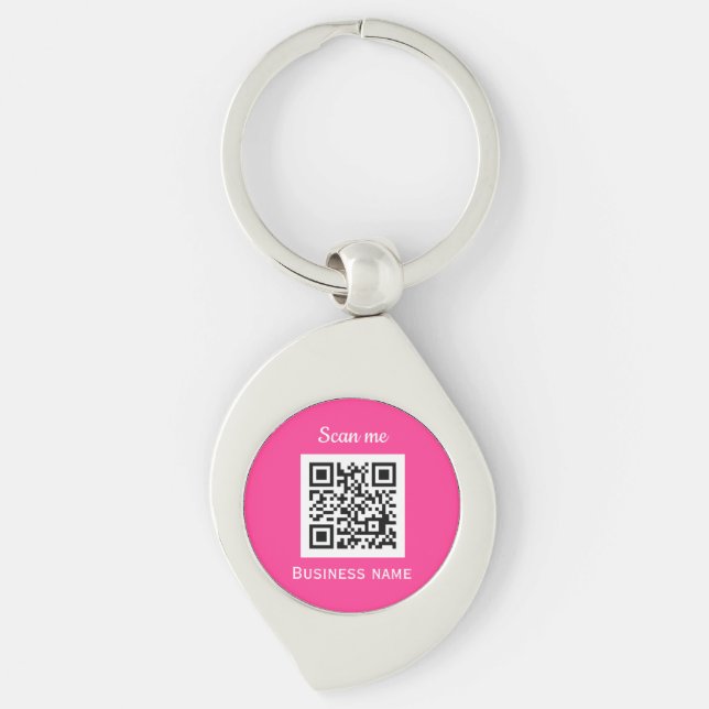 QR Code Business Logo Magenta Hot Pink Girl Schlüsselanhänger (Vorderseite)