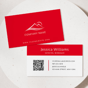 QR Code Business-Logo Modern Beruflich Red Visitenkarte