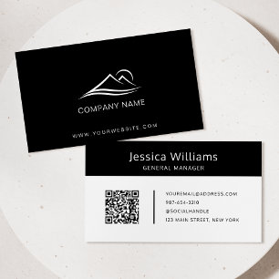 QR Code Business-Logo Modern Beruflich Schwarz Visitenkarte
