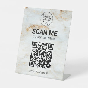 QR Code Business Logo Modern Contactless Menu Sockelschild