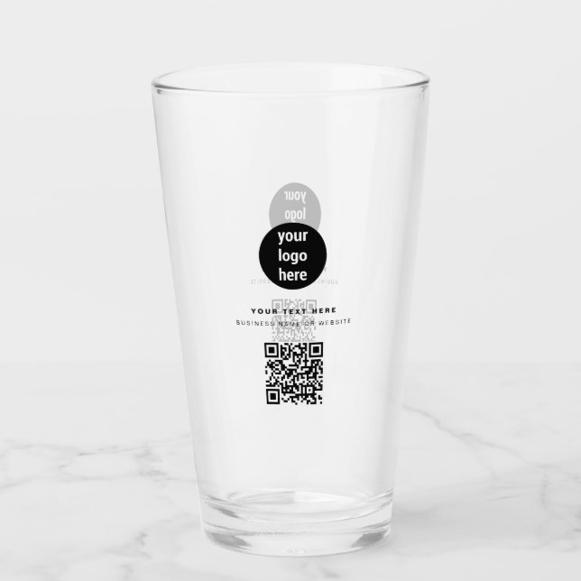 QR-Code-Business-Logo Modern Minimalistisch Glas (Vorderseite)