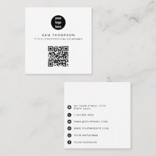 QR-Code-Business-Logo Modern Minimalistisch Quadratische Visitenkarte