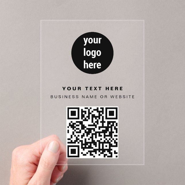 QR Code Business-Logo Modern Minimalistisch Schwar Acryleinladungen (Insitu (Handheld))