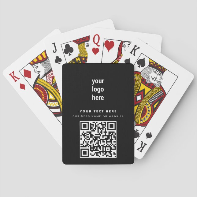 QR Code Business-Logo Modern Minimalistisch Schwar Spielkarten (Rückseite)