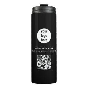 QR Code Business-Logo Modern Minimalistisch Schwar Thermosbecher